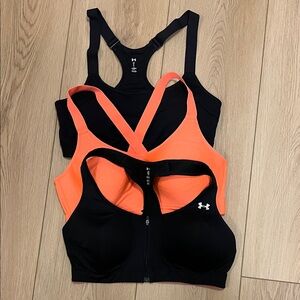 Under Armour Black and Orange Sports Bras Set